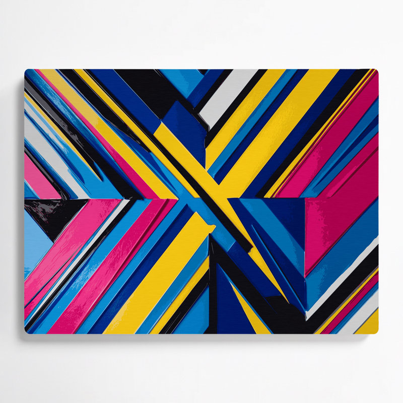 Hard Edge 75, art mural en métal mauve, H 8 po x l 10 po
