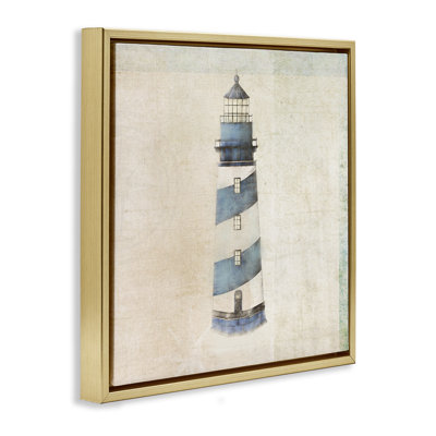 Art mural sur toile flottant avec phare rustique maritime par John Rossini