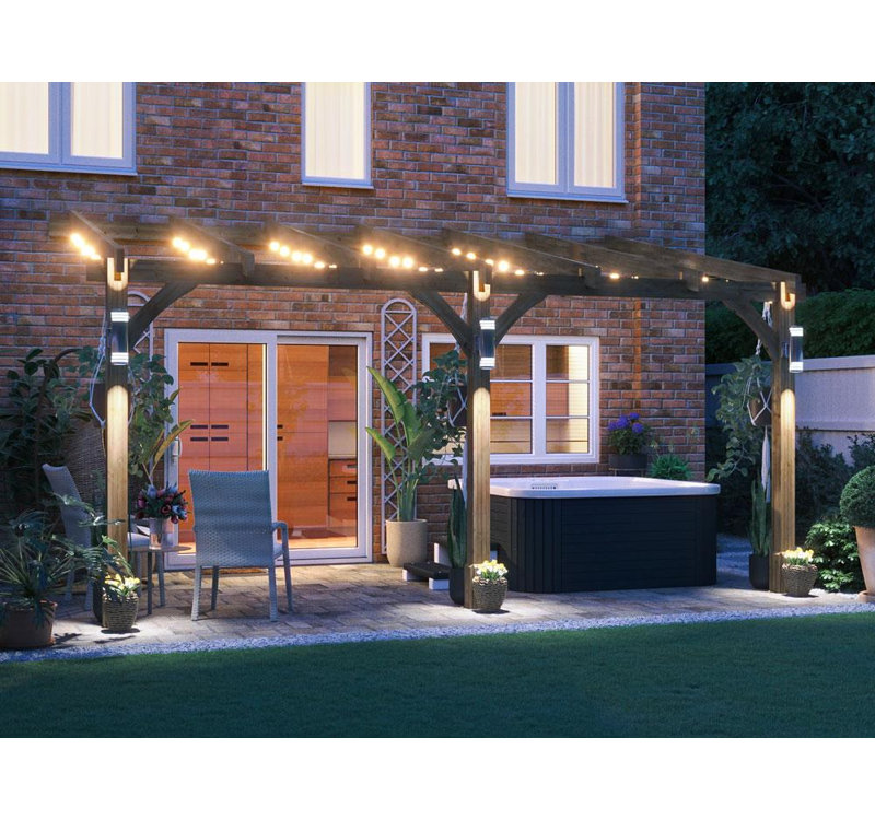 Dunster House Wooden Lean To Pergola Kit Wall Mounted Garden Plant Frame Leviathan, 295" H x 515" W x 304" D
