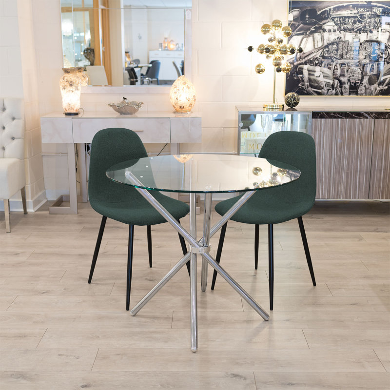 Quintan 2 - Person Dining Set, Chrome, Green