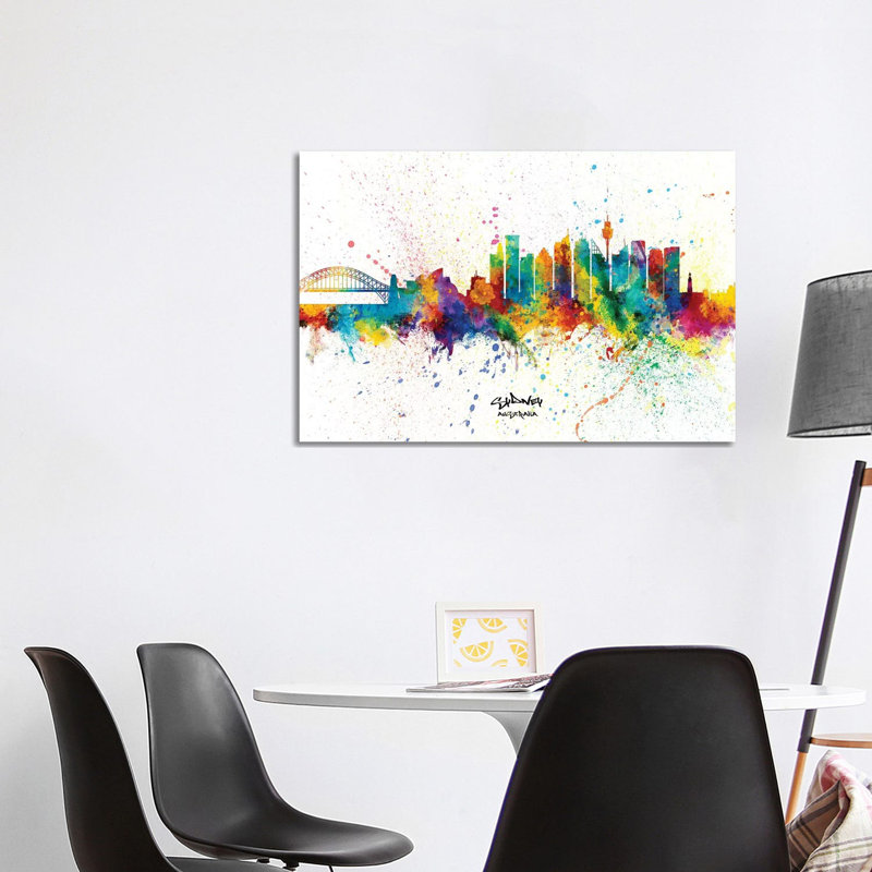 Sydney Australia Skyline Splash by Michael Tompsett - Wrapped Canvas Print, 101.6 cm H x 66.04 cm W x 3.175 cm D