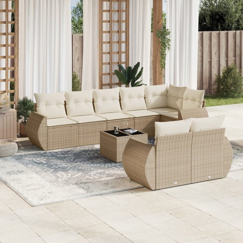  Ensemble de canapé de jardin modulaire en PE rotin beige, Beige