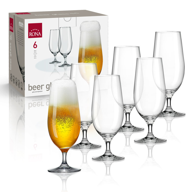 18 Ounce Pilsner Glasses, Set Of 6 Stemmed Beer Glass Set