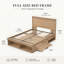 Lit plateforme en bois de style ferme moderne avec tête de lit à panneaux et système de rangement à trois zones, taille standard, chêne clair-1112616336-1112616338