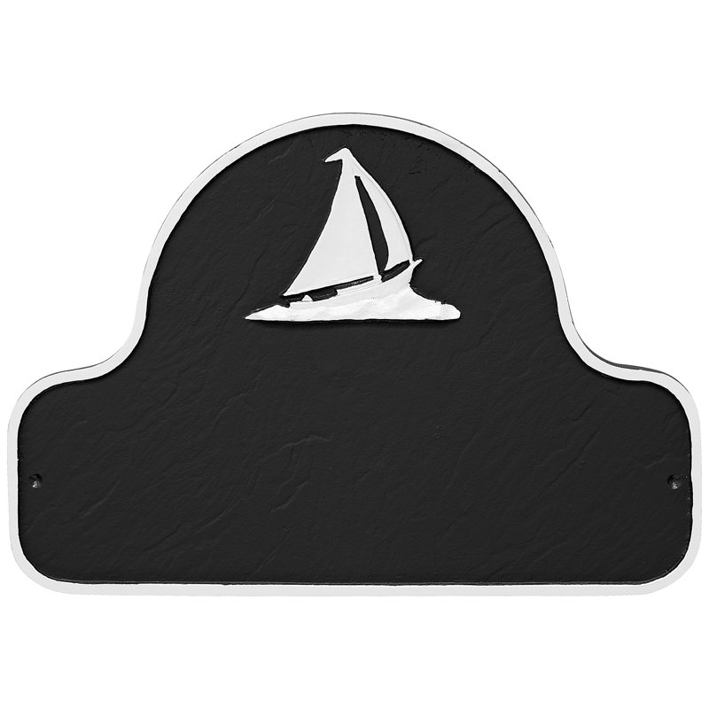 Plaque d'adresse voilier voilier, Noir / blanc