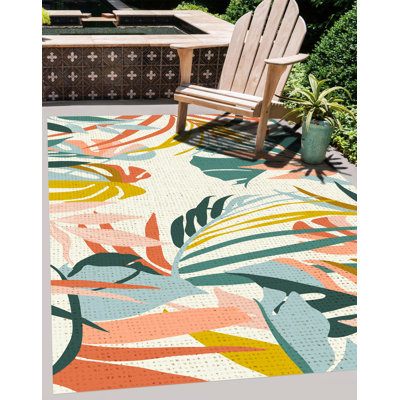 Alyeska Floral Vinyl Machine Printed Area Rug