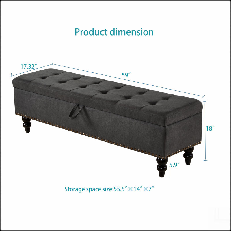 51.5" Upholstered Bed Bench with Storage