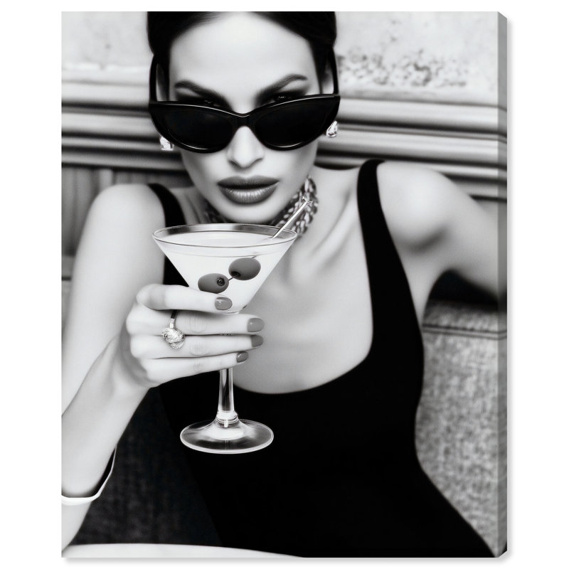 Midnight Sip Food & Beverages Canvas Print by Oliver Gal, Black Frame, 16 x 20, 20"H x 24"W, Gallery Wrapped