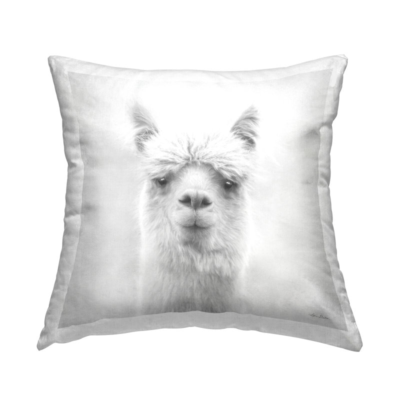 Coussin décoratif à motif de visage de lama