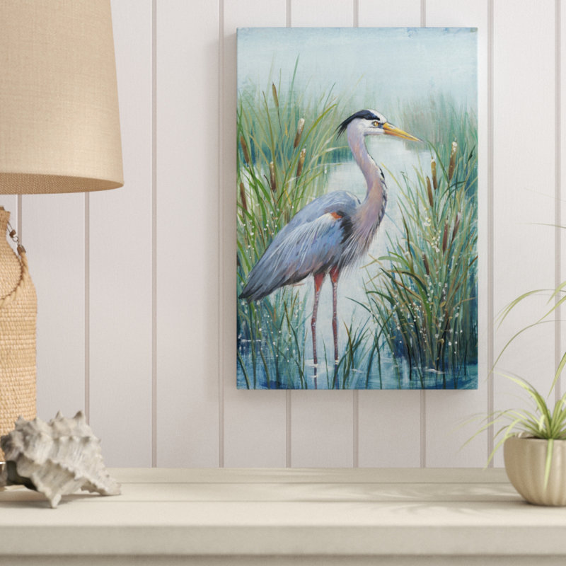Marsh Heron I by Timothy O' Toole - Painting, Wrapped Canvas, 46cm H x 30cm W