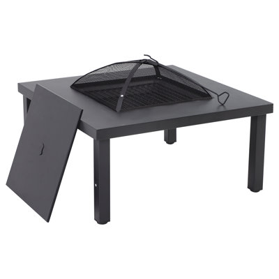 Gullu 34" W X 16" H Outdoor Fire Pit Table With Lid