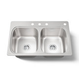 Verse Top-Mount Double-Equal Bowl Kitchen Sink with Single Faucet Hole