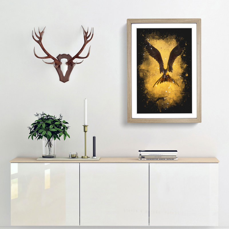 Bird in Flight - Picture Frame Graphic Art Print, Oak Framed, 33cm H x 24cm W x 2cm D