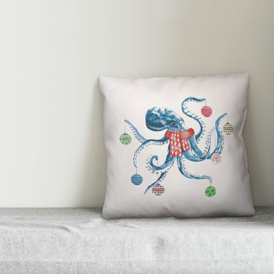  Octopus Christmas Tree Throw Pillow Cover