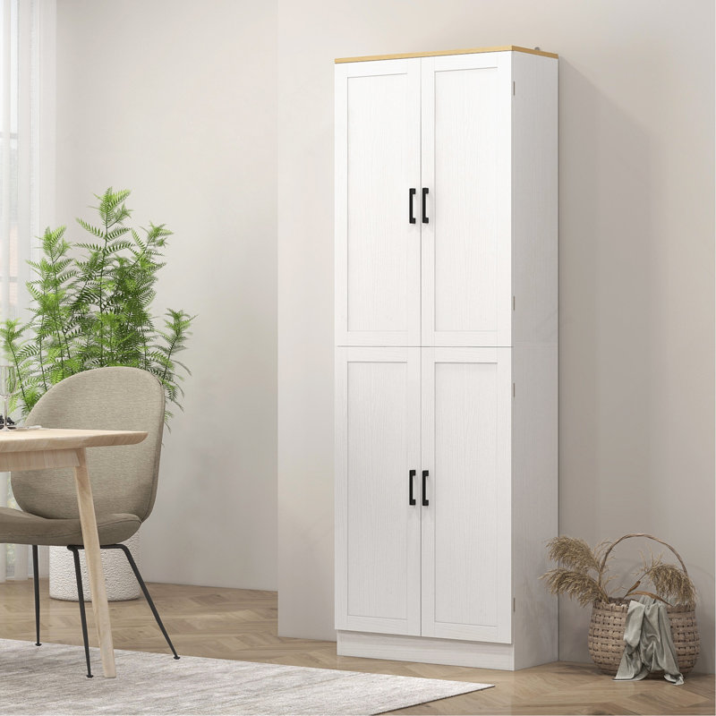 Garde-manger autoportant de 67 po avec armoire réglable, armoire de cuisine avec portes et tablettes, blanc vieilli 67 po Cabinet