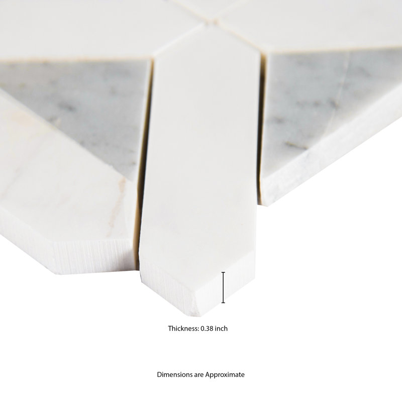Calabria Frost Geometric 12 in. x 12 in. Polished Marble Mosaic Floor and Wall Tile