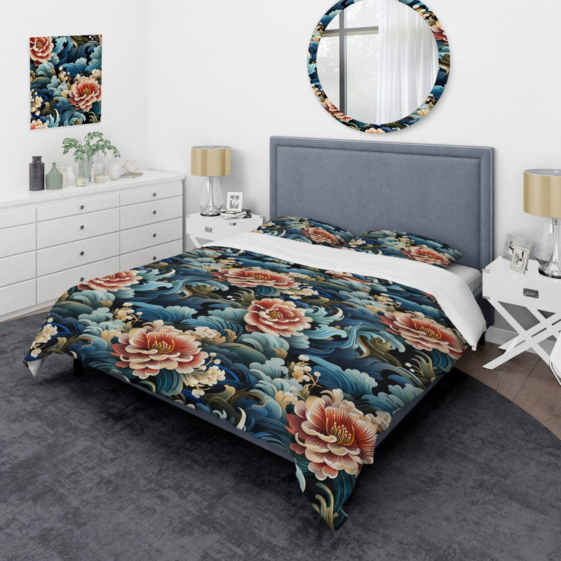 Literie de la dynastie Ming I, Housse de couette pour grand lit et 2 taies décor