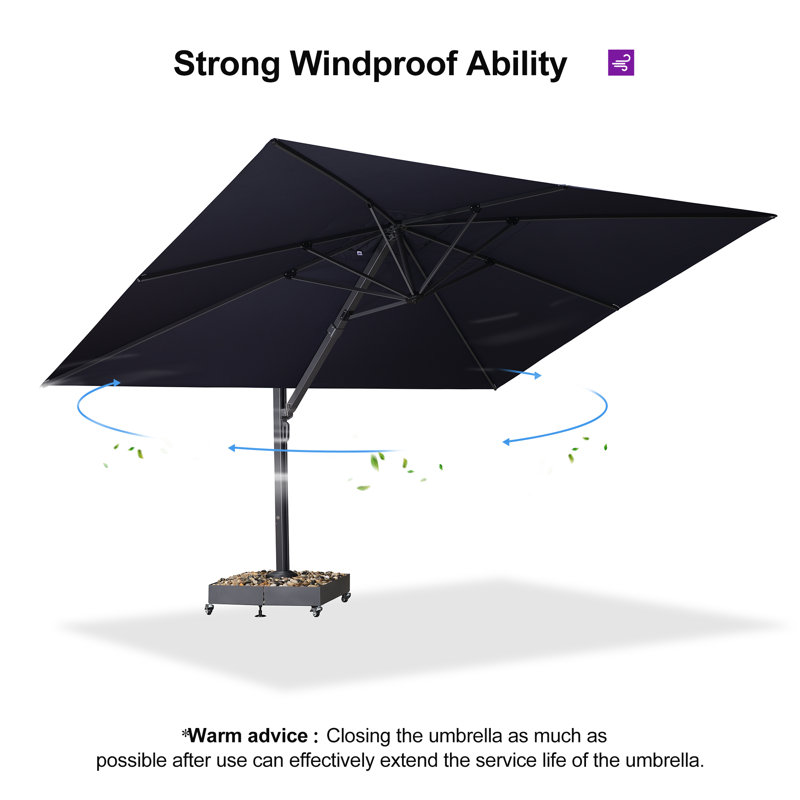 Jordin 11' x 15' Rectangular Cantilever Umbrella，Without Base, Navy Blue