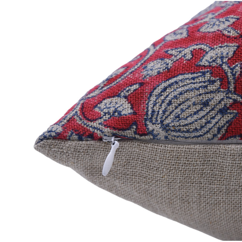 Housse de coussin Hand Hand Print, housse de coussin carrée 16 x 16, housse de canapé en lin décorative - 6KAMAL, Rouge