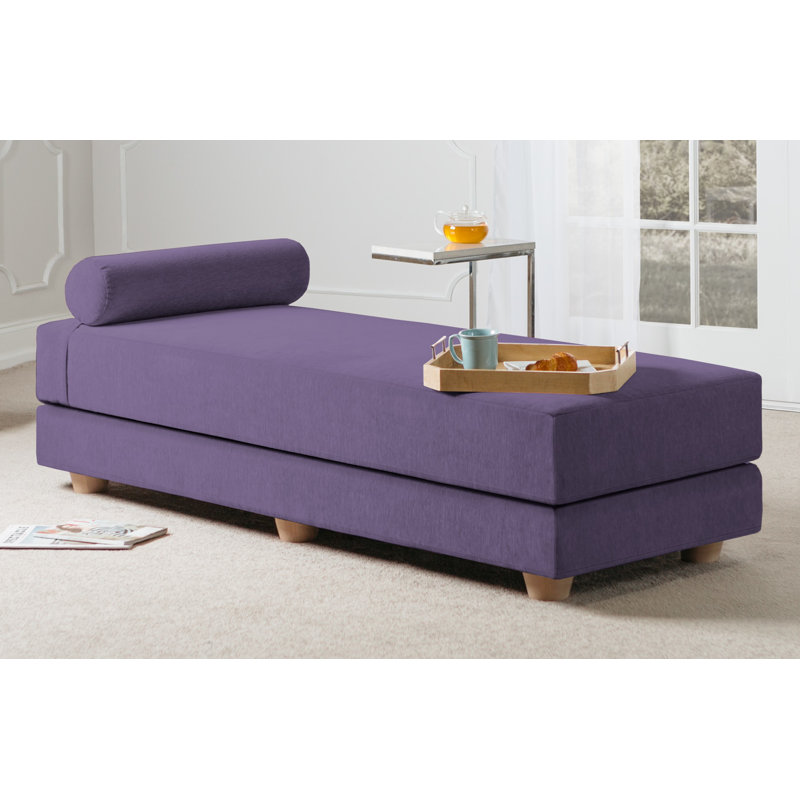 Frohna Upholstered Chenille Daybed with Mattress, Plum