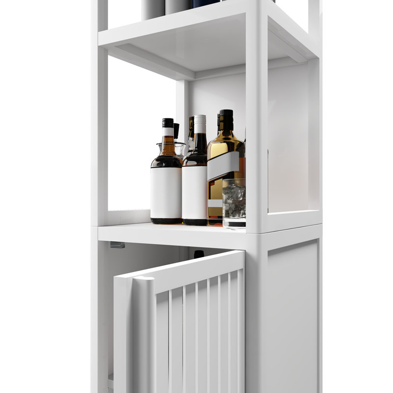 A 52-Foot-Tall White Linen Tower Bamboo Storage Cabinet, White