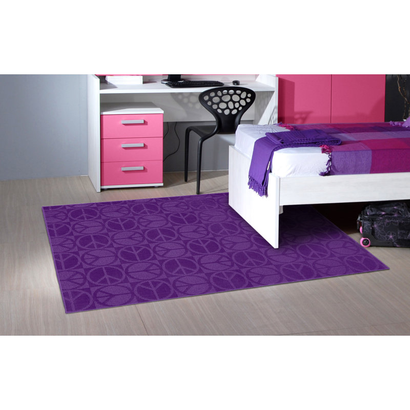 Tapis mauve touffeté à motif géométrique Stackpole, Rectangle 5 pi x 7 pi