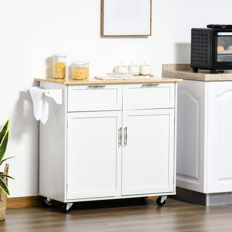 Îlot de cuisine avec tablettes réglables, blanc - 41 po