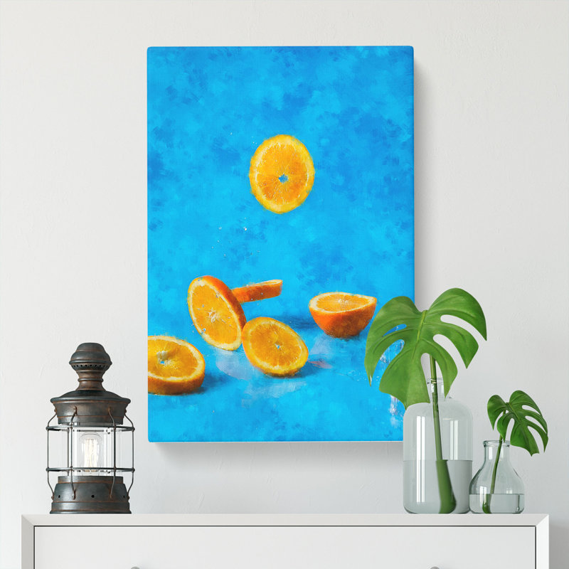 Falling Oranges - Wrapped Canvas Painting, 76cm H x 50cm W x 3cm D