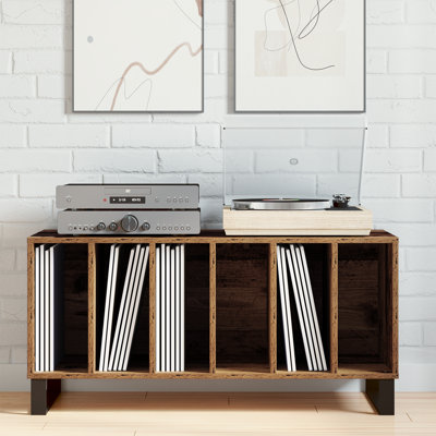 Record Cabinet with Shelf with Storage Engineered Wood Media Home Unit