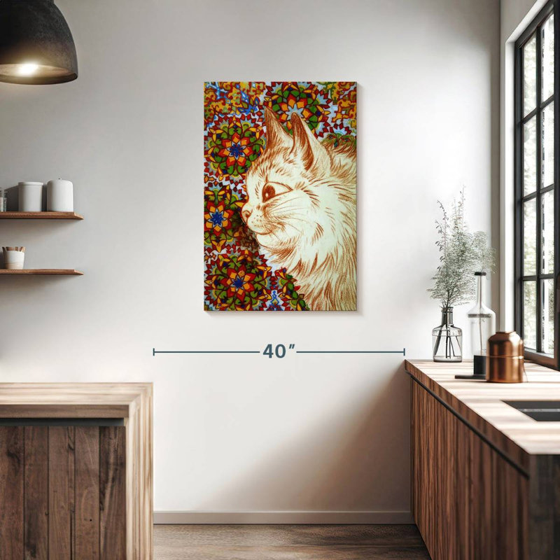 Brampt Cat With Flower Background, 36" H x 24" W