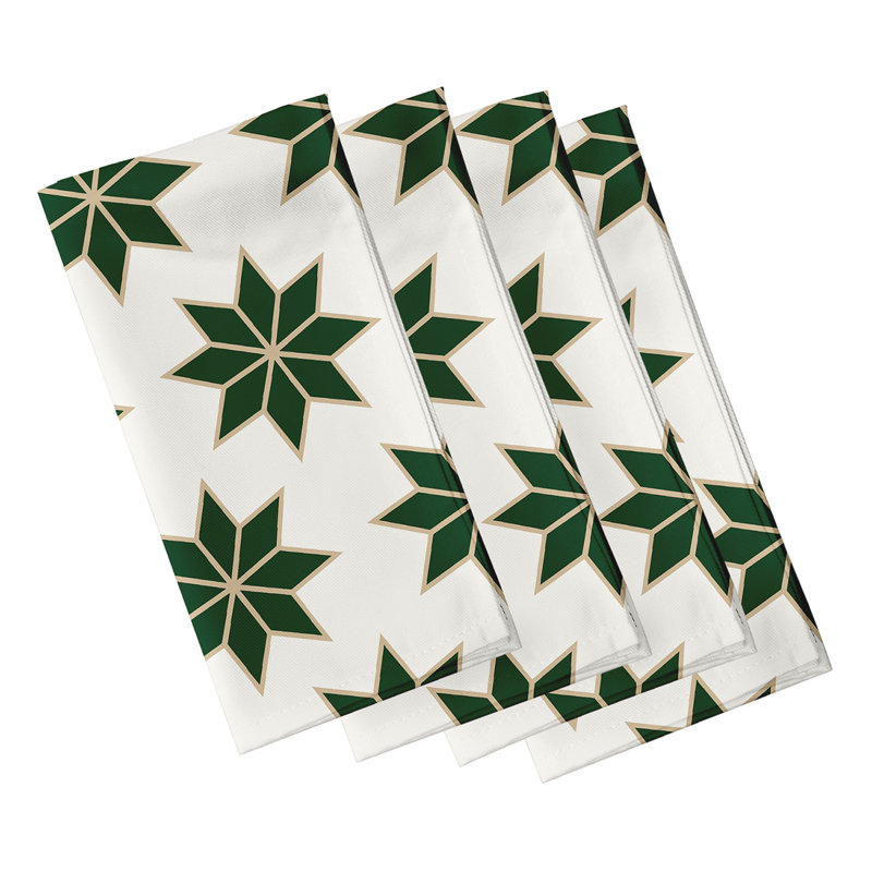 Ciin Polyester Geometric Square Napkin, Green