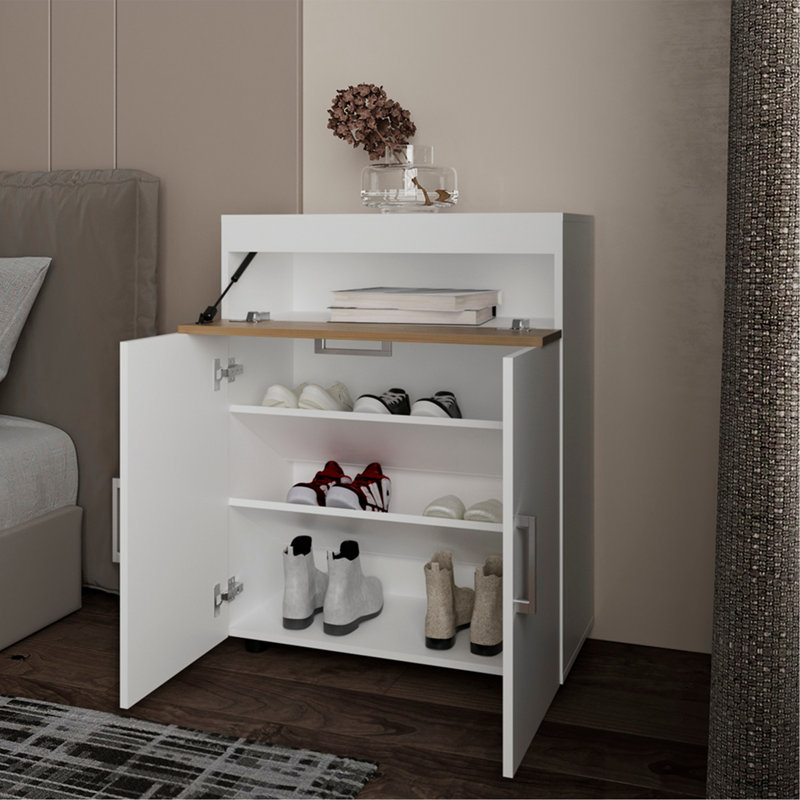 Moab Shoe Rack, Living Room, White/Macadamia