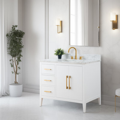 Ensemble de meuble-lavabo simple 42 po avec plateau en marbre Chambery