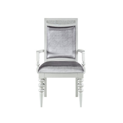 Ensemble de 2 fauteuils - Revêtement en tissu doux, en bois et rectangulaire pour les salles à manger Finition platine et 2 sièges rembourrés avec confort
