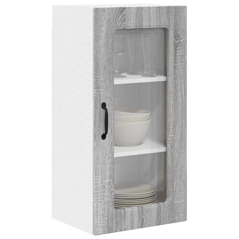 Vidaxl Kitchen Wall Cabinet Black 40 X 31 X 80 Cm Engineered Wood, Grey Sonoma