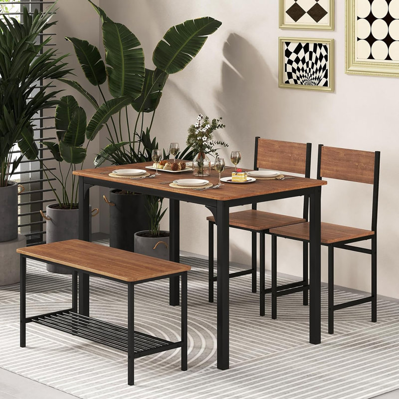 Ensemble repas pour 4 personnes Moorhead, Brun, Brun / noir