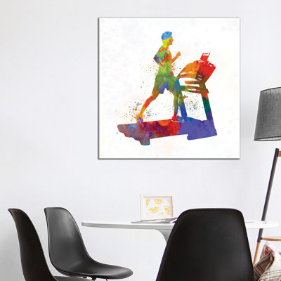 Male Running Treadmill- Gallery-Wrapped Canvas Giclée