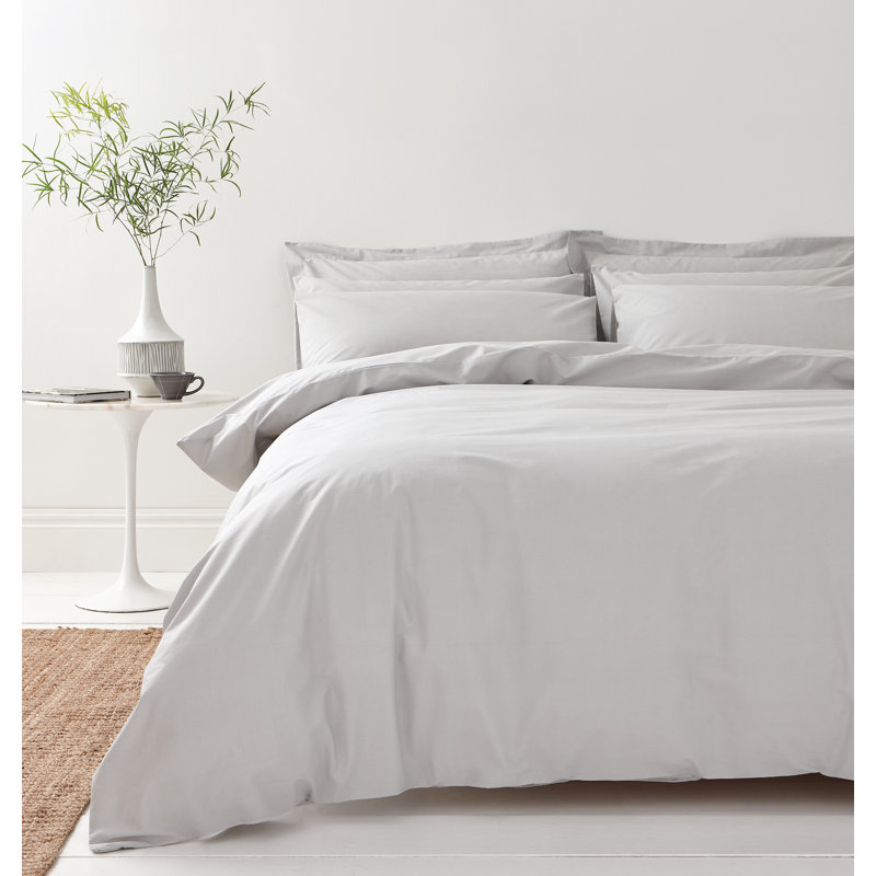 200 Thread Count 100% Cotton Duvet Cover Set with Pillowcases, Single Duvet Cover + 1 Standard Pillowcase, Silver