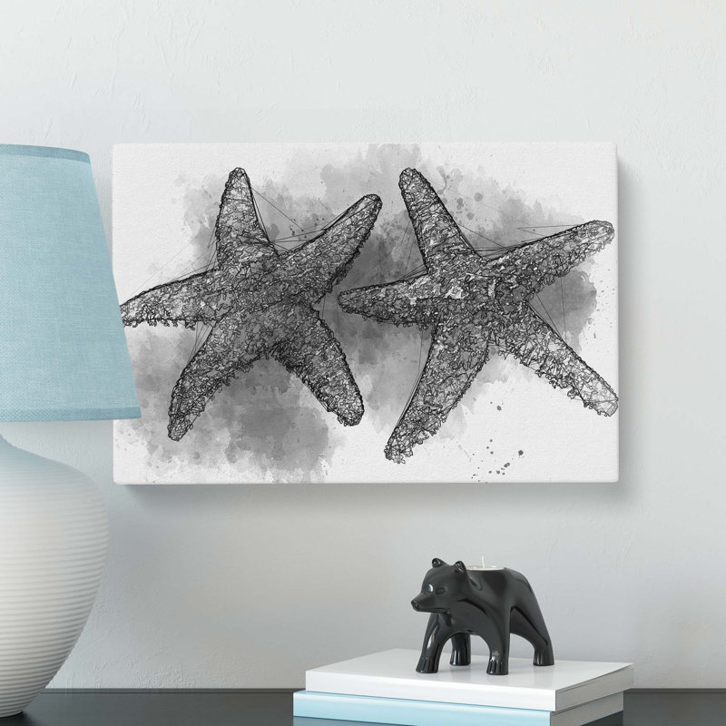 Two Starfish in Abstract - Wrapped Canvas, 40cm H x 60cm W x 3cm D