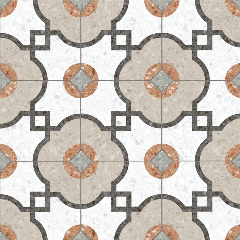Riviera Octagon Grimaud Multicolor W/Taco 7-7/8 In. X 7-7/8 In. Porcelain Floor And Wall Tile, White/Green
