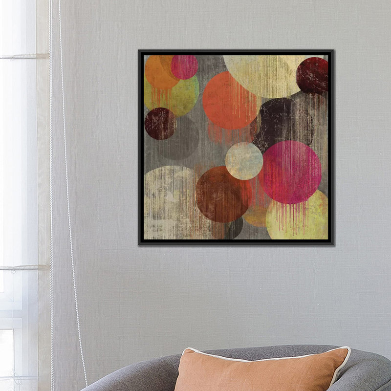 « magenta bubbles ii », impression sur toile, H 18 po x l 18 po x P 1,5 po, Toile encadrée noire, Pas de tapis