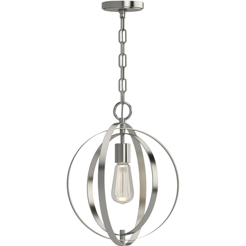 1-Light Indoor Brushed Nickel Contemporary Inspired Single Pendant, Brushed Nickel