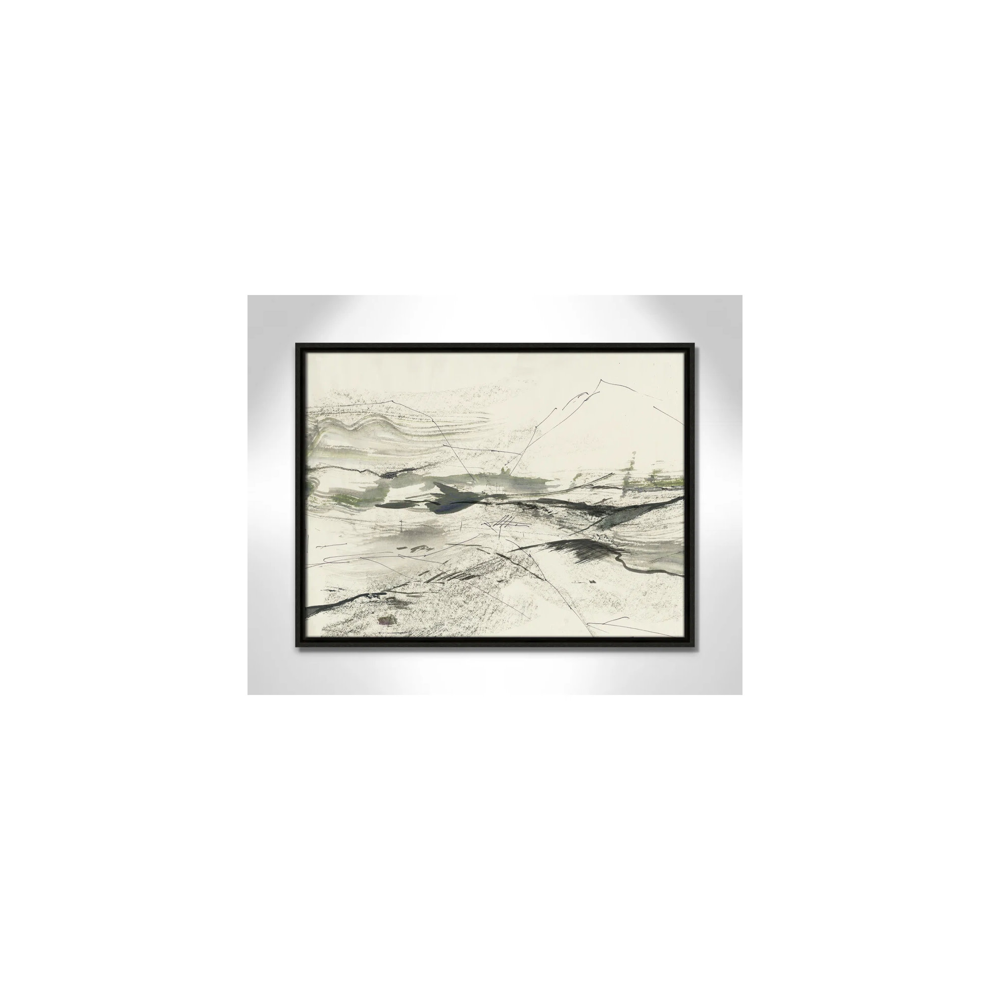 Green Sketches by PI Studio, No Mat, 19.5" H x 25.5" W x 2" D, Espresso Floater Framed
