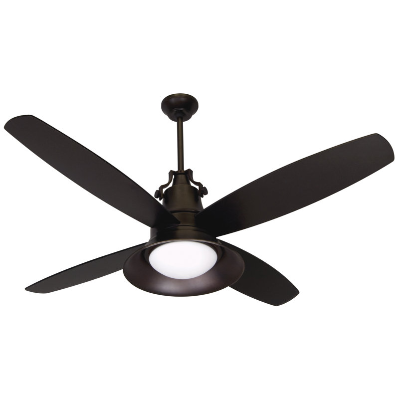 Barys 52'' Ceiling Fan with Light Kit, Oiled Bronze Gilded with Oiled Bronze Blades