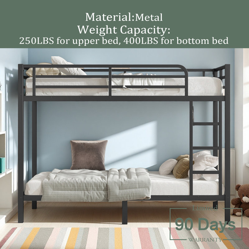Metal Twin XL Over Twin XL Bunk Bed For Teens And Adults,Space-Saving/Noise Reduced/No Box Spring Needed