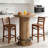 Round Farmhouse Bar Table with Fence-Style Wooden Base and Metal Footrest