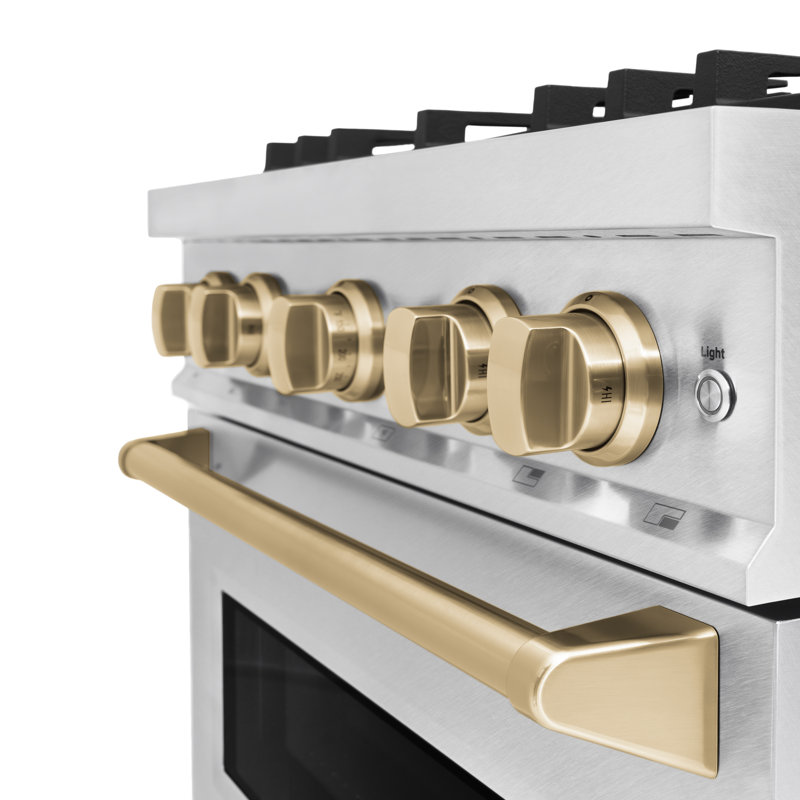 ZLINE Autograph 30" Classic DuraSnow Gas Range w/ 4 Burners & Gold Accents, Champagne Bronze