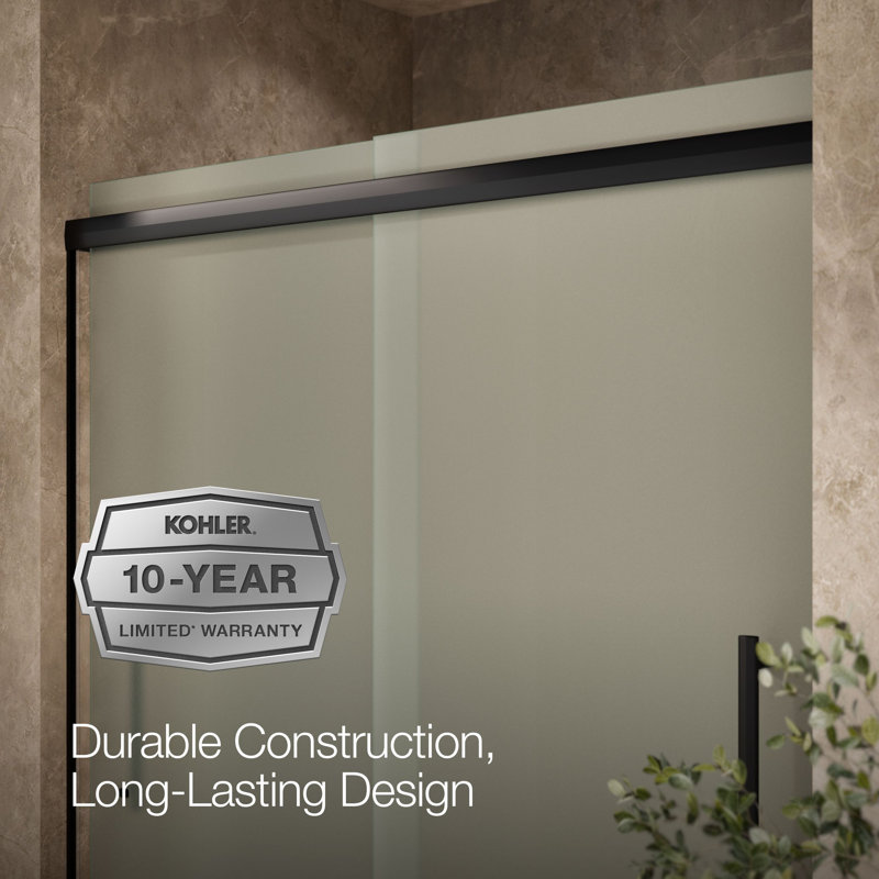 Pleat Frameless Sliding Bath Door, Black