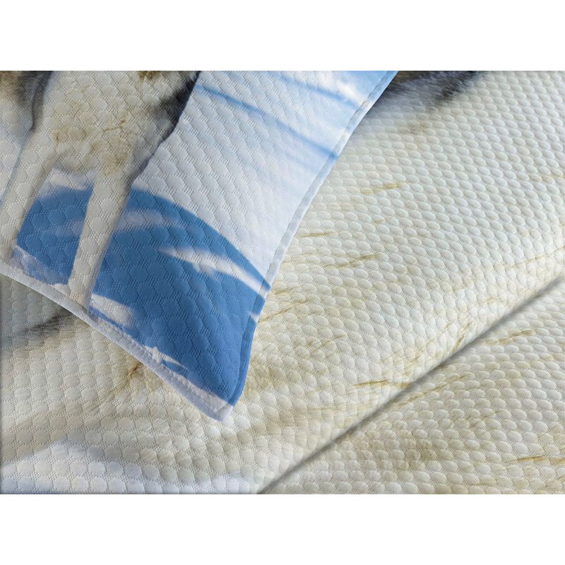 Queen Black Quilted Bedspread Set with Husky Design