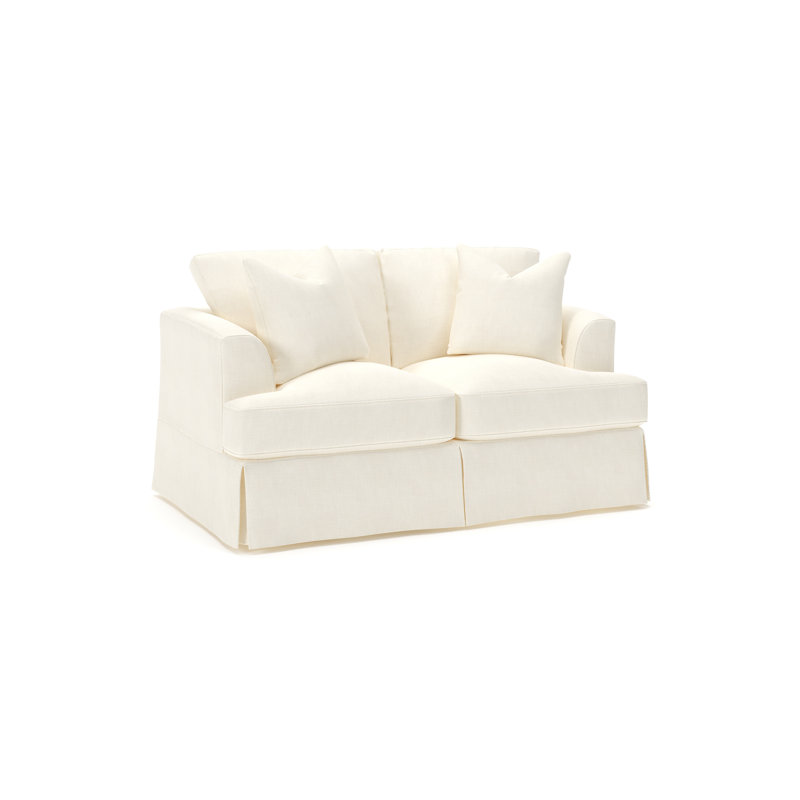 Lucia 65.5" Recessed Arm Slipcovered Loveseat, Conversation Pearl Basketweave